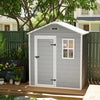 Outsunny 6 X 4ft Outdoor Shed With Foundation, Lockable Door, Vents, Windows, Plastic Shed For Tool Storage, Grey