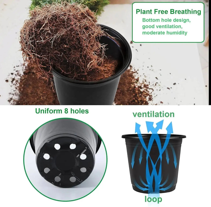 150pcs 10cm Plant Pots Nursery Pots Black Plastic Flower Pot Shoppergetty