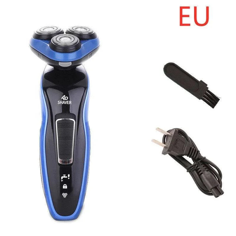 rechargeable electric shaver | triple blade razor for men | 4-in-1 grooming kit | ultrasonic cleaning