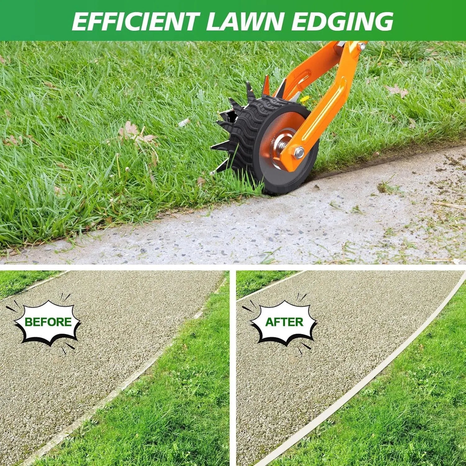 Wheel Rotary Edger, Sidewalk Manual Lawn Edger, Stainless Steel Handle, Adjustable Height -66.7Inch