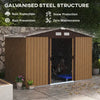 Outsunny 9 X 6ft Metal Garden Shed, Outdoor Storage Tool House With Ventilation Slots, Foundation Kit And Lockable Double Doors, Light Brown