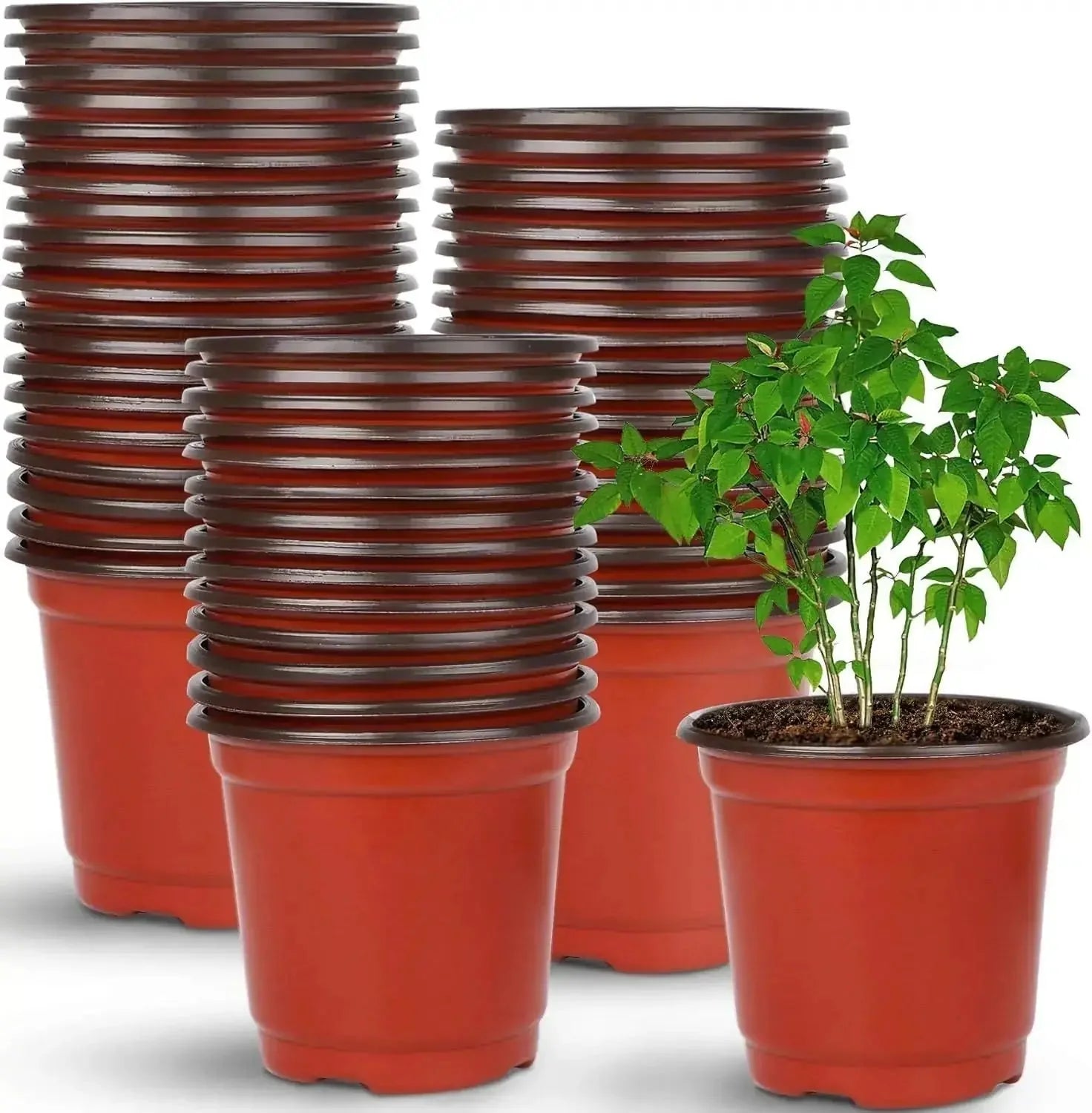 cm plastic plant pots | 110 piece nursery pot set | durable red flower pots | ultrasonic cleaning