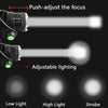 LED Headlamp Rechargeable Head Torch Zoom Headlight Super Bright Flashlight 3 Modes Work Light With 2 Li-ion Batteries 2 Charger