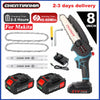 2 Batteries 8-4000W Mini Cordless Chainsaw Electric One-Hand Saw Wood Cutter