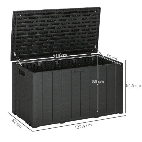 Outsunny 336 Litre Garden Storage Box, Water-resistant Heavy Duty Double Wall Plastic Container, Extra Large Outdoor Garden Furniture Organizer, Deck Cushion Chest With Wheels And Handles, Black