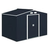 Outsunny 9 X 6ft Metal Bicycle Shed, Outdoor Storage Tool House With Ventilation Slots, Foundation Kit And Lockable Double Doors, Dark Grey