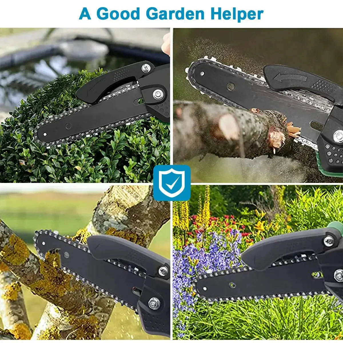 w brushless motor | 8-inch cutting bar | cordless electric chainsaw | ultrasonic cleaning