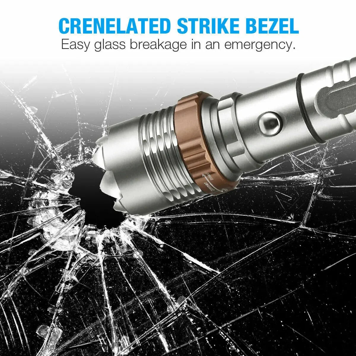 super bright tactical flashlight | rechargeable led work light | emergency escape hammer flashlight | energy saving