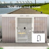 Outsunny Corrugated Garden Metal Storage Shed Outdoor Equipment Tool Box With Kit Ventilation Doors 9x 4FT Light Grey