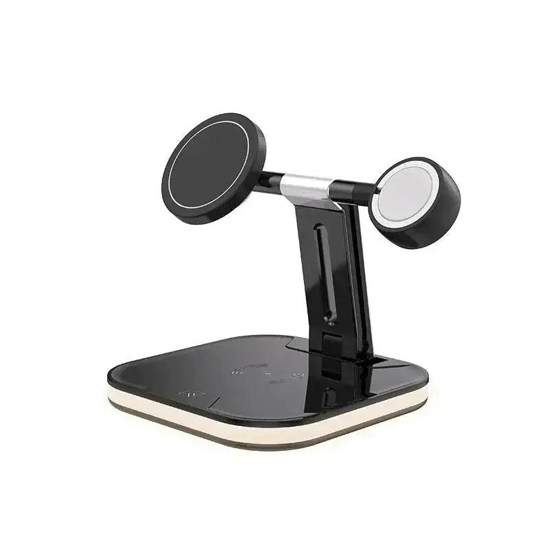 Sleek 3-in-1 fast wireless charging station for your Apple devices, combining 15W MagSafe power with elegant home decor.