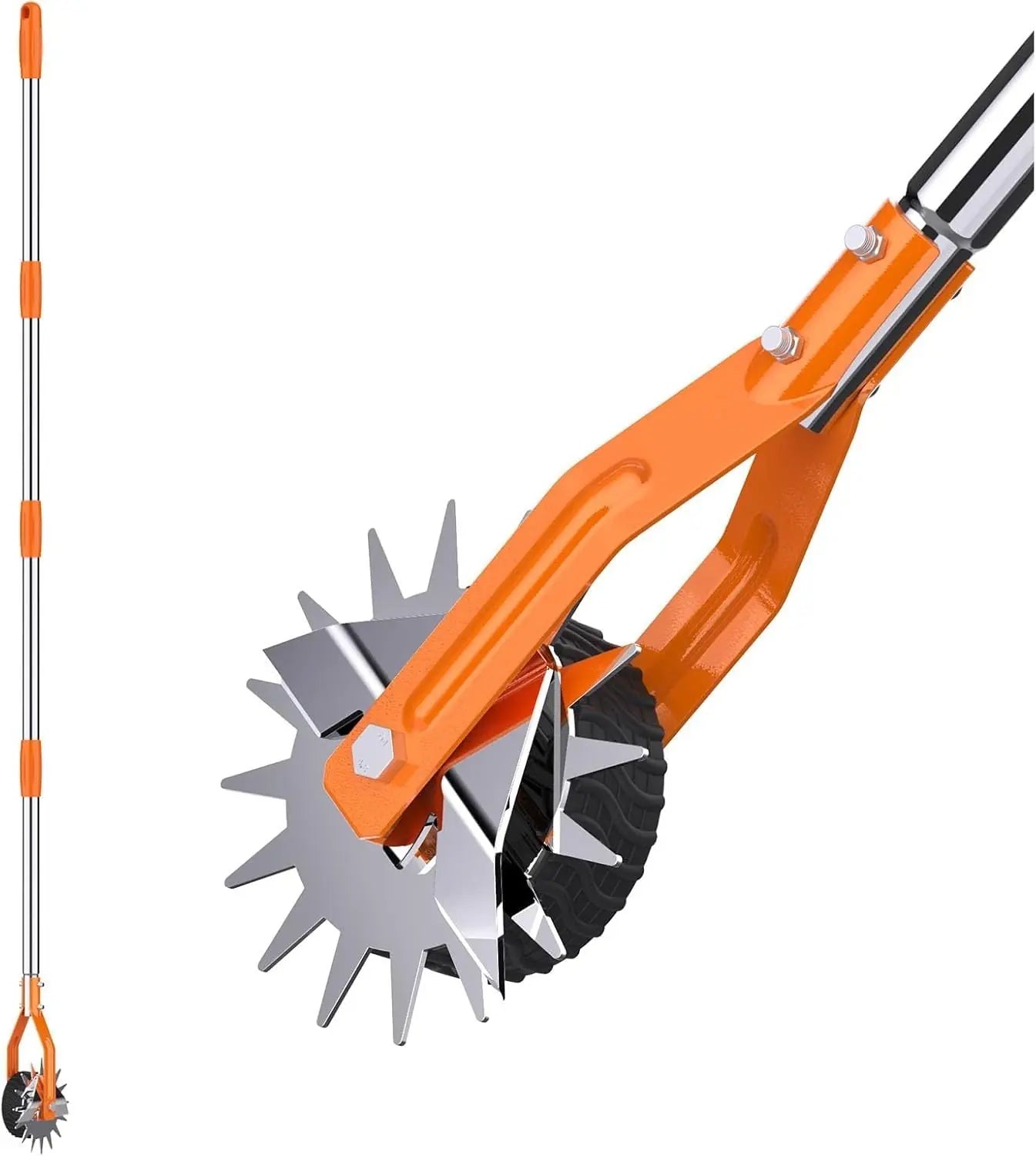 Wheel Rotary Edger, Sidewalk Manual Lawn Edger, Stainless Steel Handle, Adjustable Height -66.7Inch
