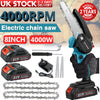 2 Batteries 8-4000W Mini Cordless Chainsaw Electric One-Hand Saw Wood Cutter