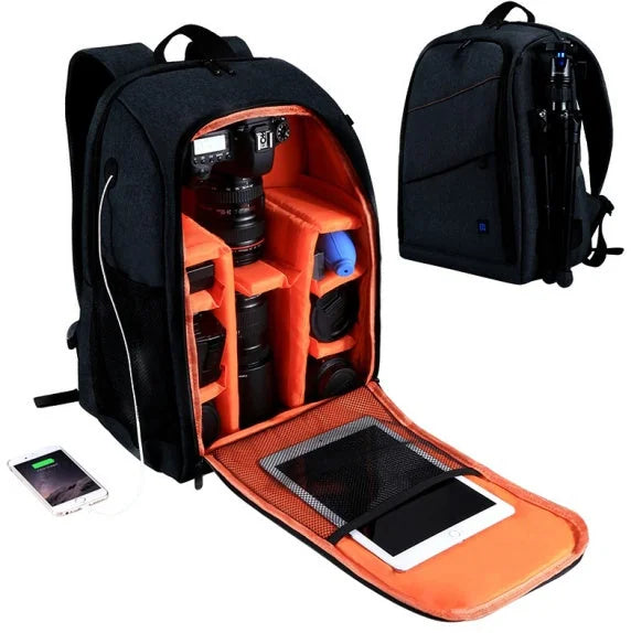 waterproof camera backpack | dslr camera bag with padding | durable nylon construction | energy saving