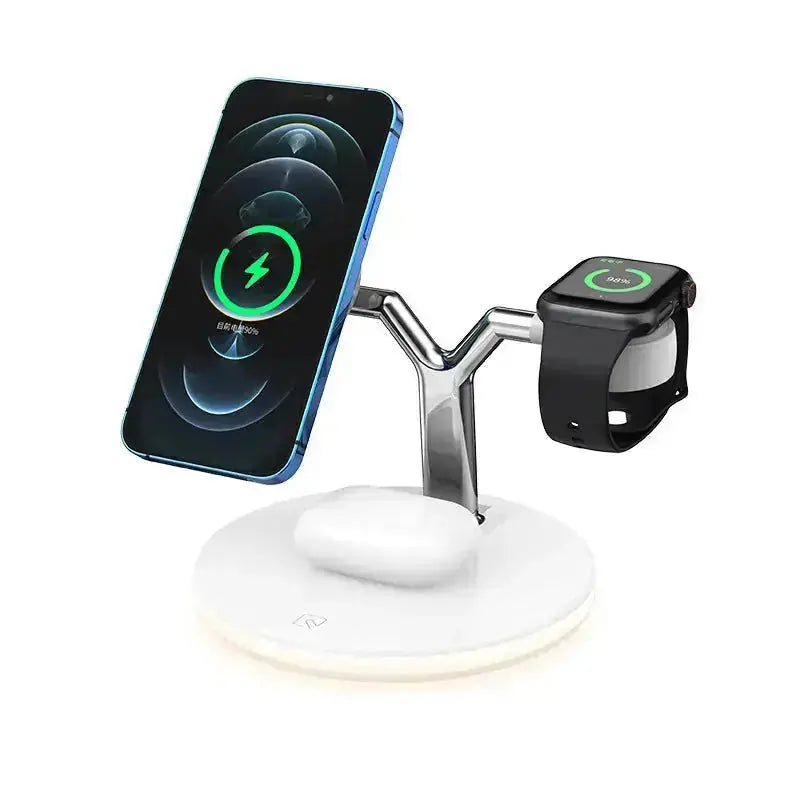 Nova 3-in-1 fast wireless charging station - journey. A sleek 15W MagSafe charger that combines cutting-edge technology with home decor elegance.