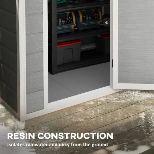 Outsunny 6 X 4ft Outdoor Shed With Foundation, Lockable Door, Vents, Windows, Plastic Shed For Tool Storage, Grey