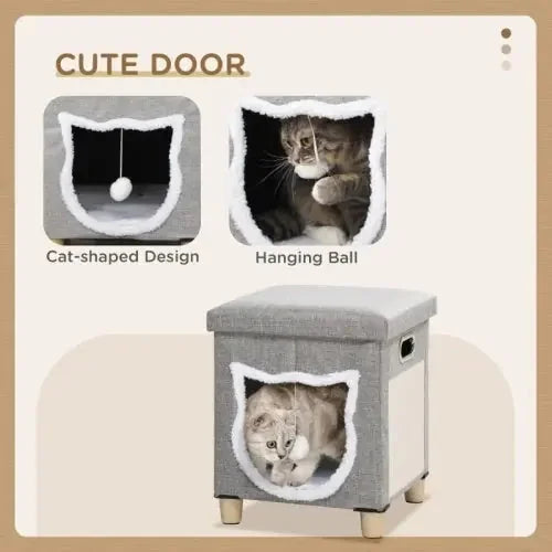 washable cat bed cube | scratching pad cat house | soft detachable cushion | energy saving