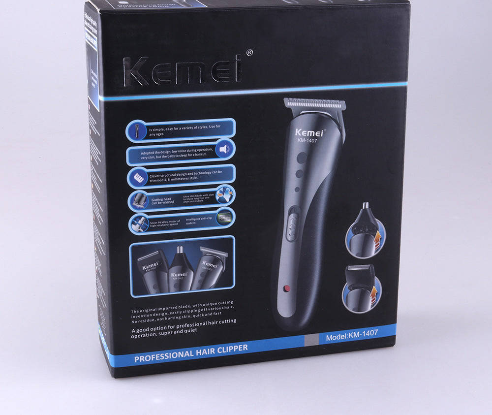 KEMEI All In1 Rechargeable Hair Clipper For Men Waterproof Wireless Electric Shaver Beard Nose Ear Shaver Hair Trimmer Tool 