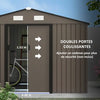 Outsunny 9 X 6ft Metal Garden Shed, Outdoor Storage Tool House With Ventilation Slots, Foundation Kit And Lockable Double Doors, Brown
