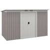 Outsunny Corrugated Garden Metal Storage Shed Outdoor Equipment Tool Box With Kit Ventilation Doors 9x 4FT Light Grey