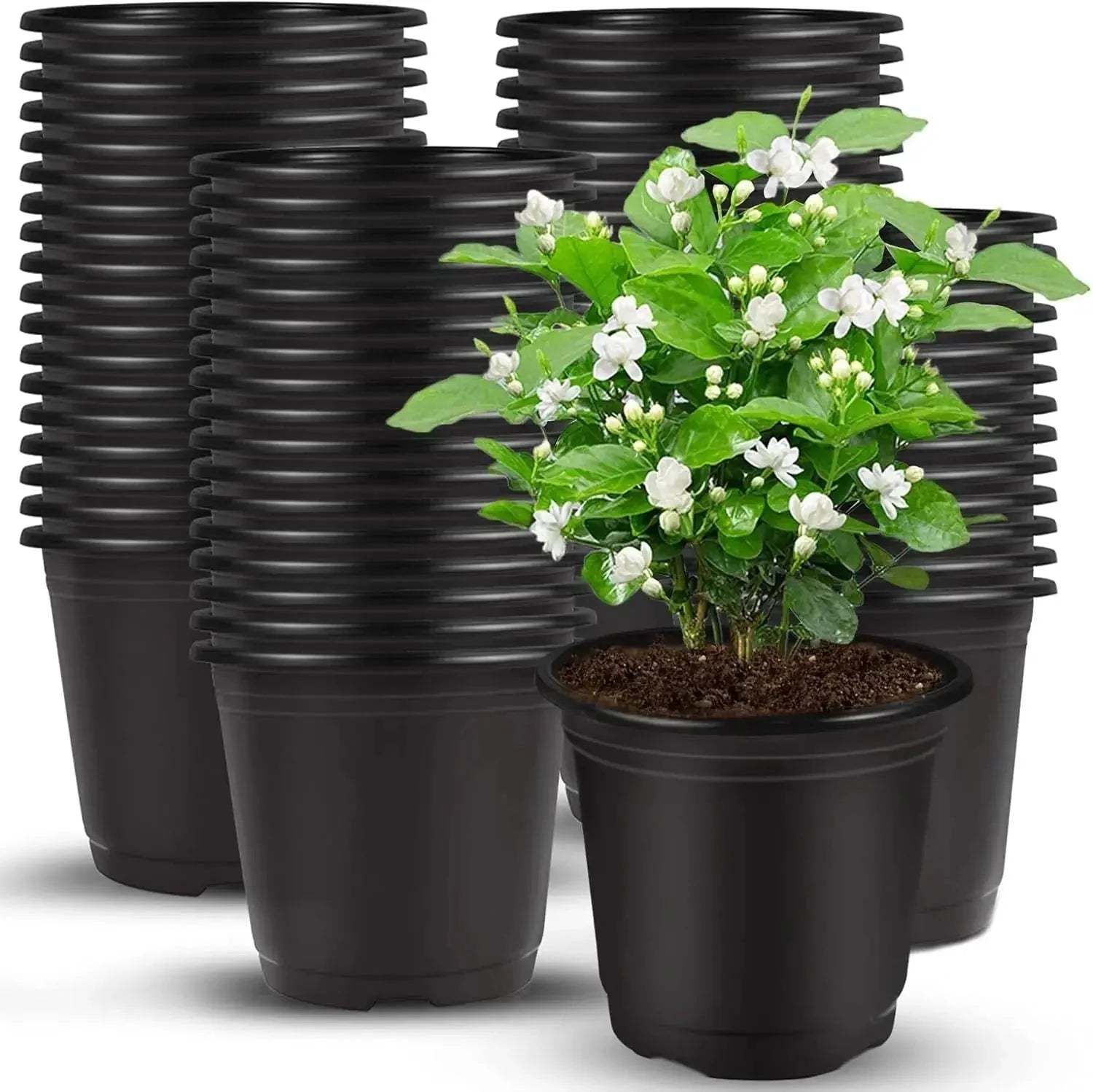 cm plastic plant pots | 150 piece nursery pot set | black flower pots bulk | energy saving