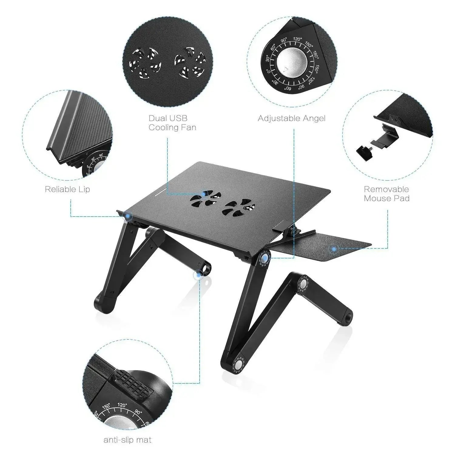 portable laptop desk with dual fans | adjustable height computer desk | small space desk with built-in fan | energy saving