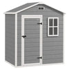 Outsunny 6 X 4ft Outdoor Shed With Foundation, Lockable Door, Vents, Windows, Plastic Shed For Tool Storage, Grey