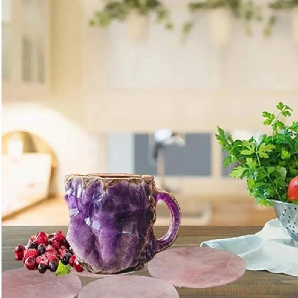 ml resin coffee mug | mineral crystal coffee cup | heat-resistant handle mug | ultrasonic cleaning