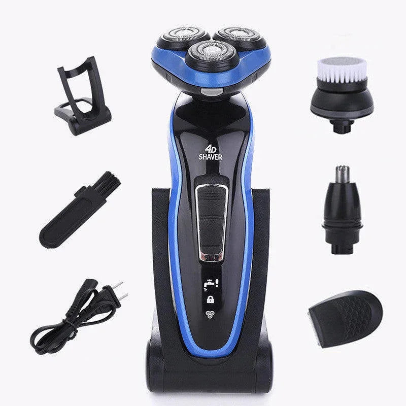 rechargeable electric shaver | triple blade razor for men | 4-in-1 grooming kit | energy saving