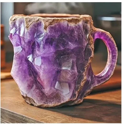 ml resin coffee mug | mineral crystal coffee cup | heat-resistant handle mug | energy saving
