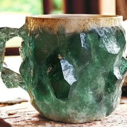 ml resin coffee mug | mineral crystal coffee cup | heat-resistant handle mug | ultrasonic cleaning