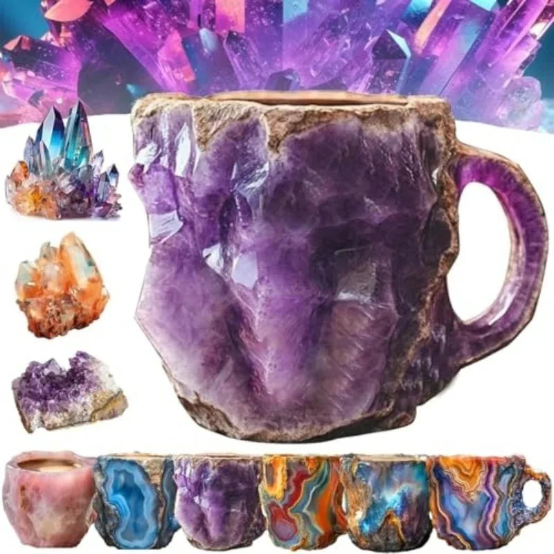 ml resin coffee mug | mineral crystal coffee cup | heat-resistant handle mug | ultrasonic cleaning
