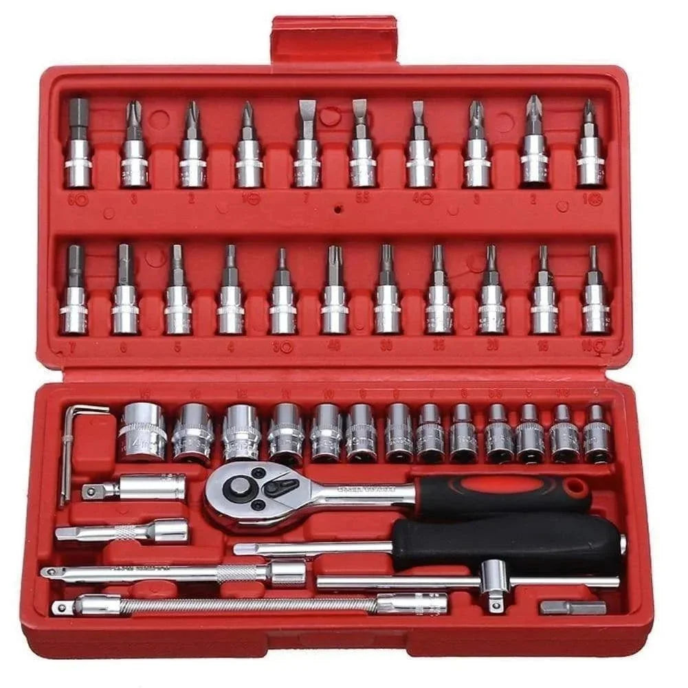 piece socket set | chrome vanadium steel sockets | 14 and 38 inch drive | ultrasonic cleaning