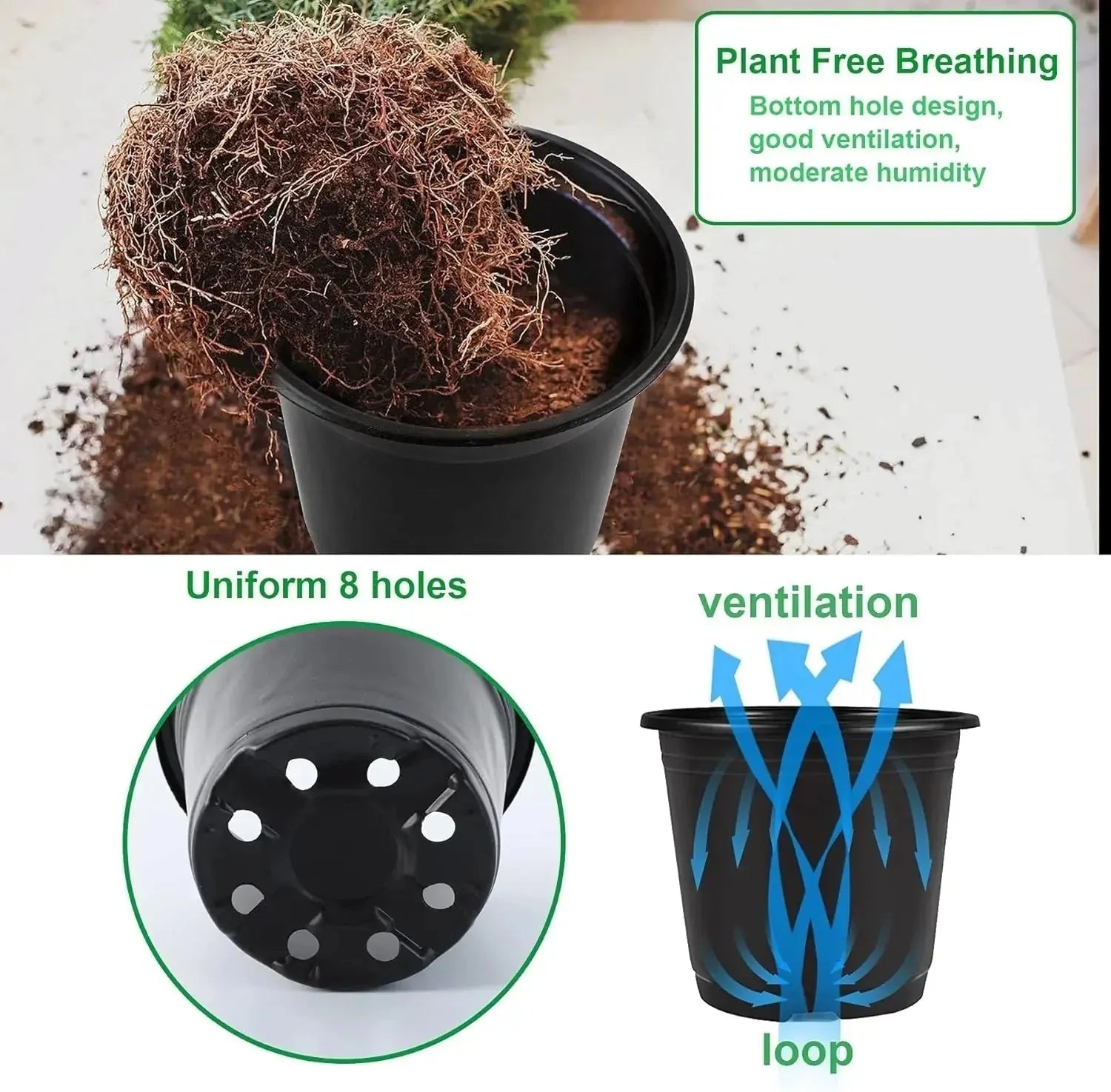 cm plastic plant pots | 150 piece nursery pot set | black flower pots bulk | ultrasonic cleaning