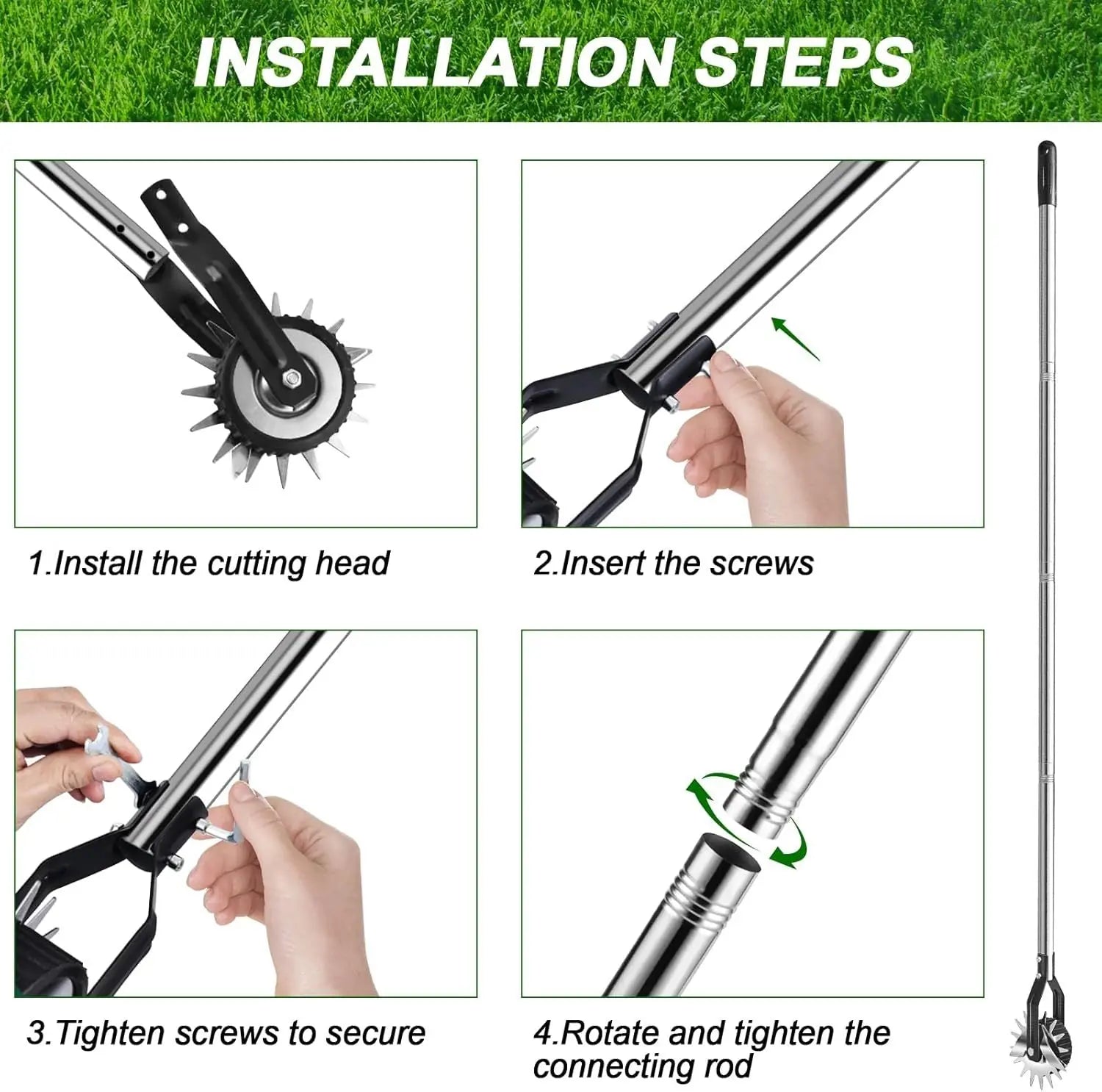 Wheel Rotary Edger, Sidewalk Manual Lawn Edger, Stainless Steel Handle, Adjustable Height -66.7Inch