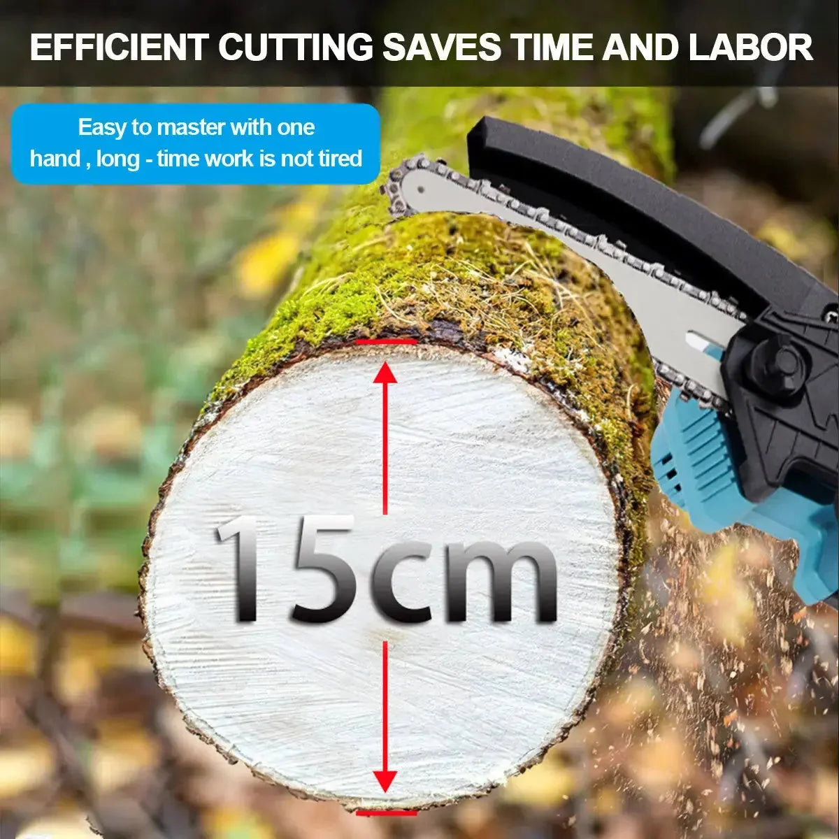 w brushless motor | 8-inch cutting bar | cordless electric chainsaw | energy saving