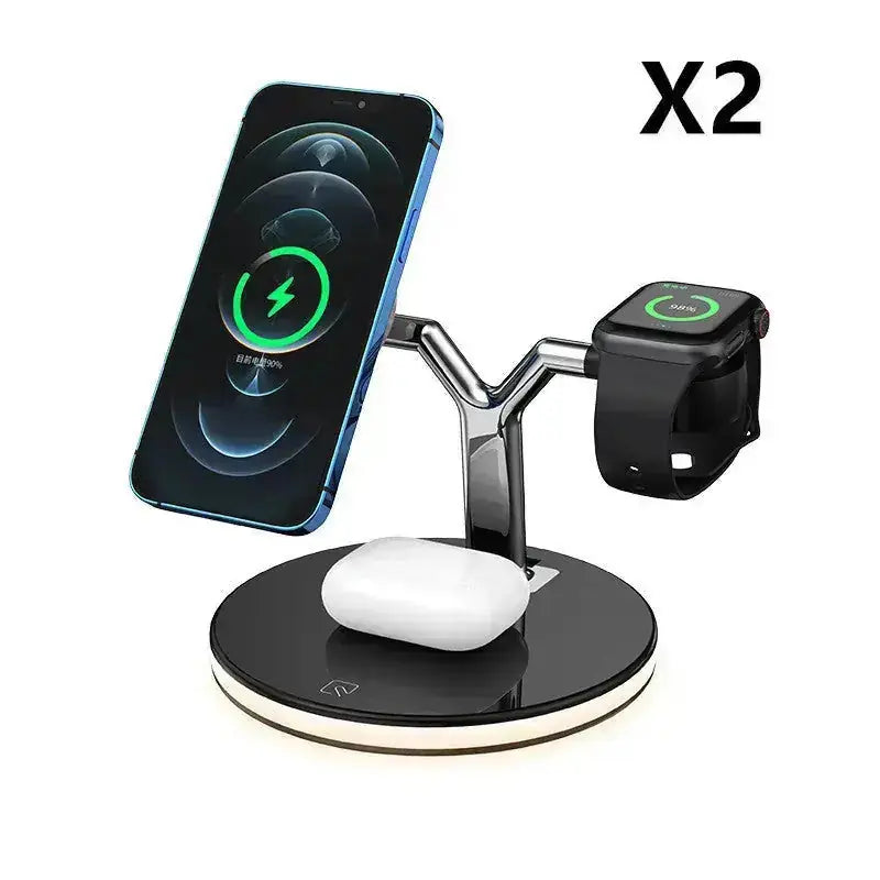 Nova 3-in-1 fast wireless charging station - journey: a sleek MagSafe charger delivering 15W power for your Apple devices with elegant home decor style.