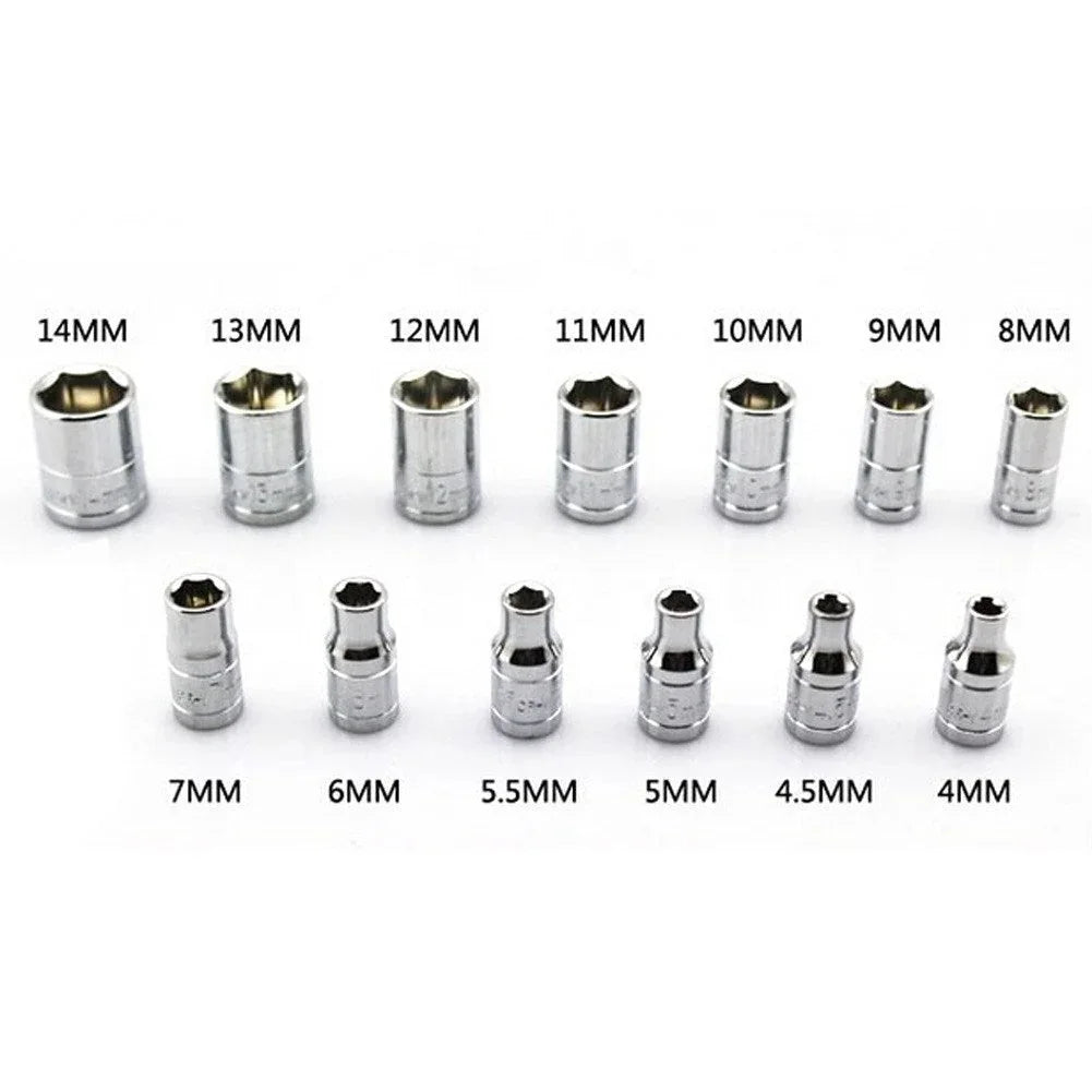 piece socket set | chrome vanadium steel sockets | 14 and 38 inch drive | energy saving