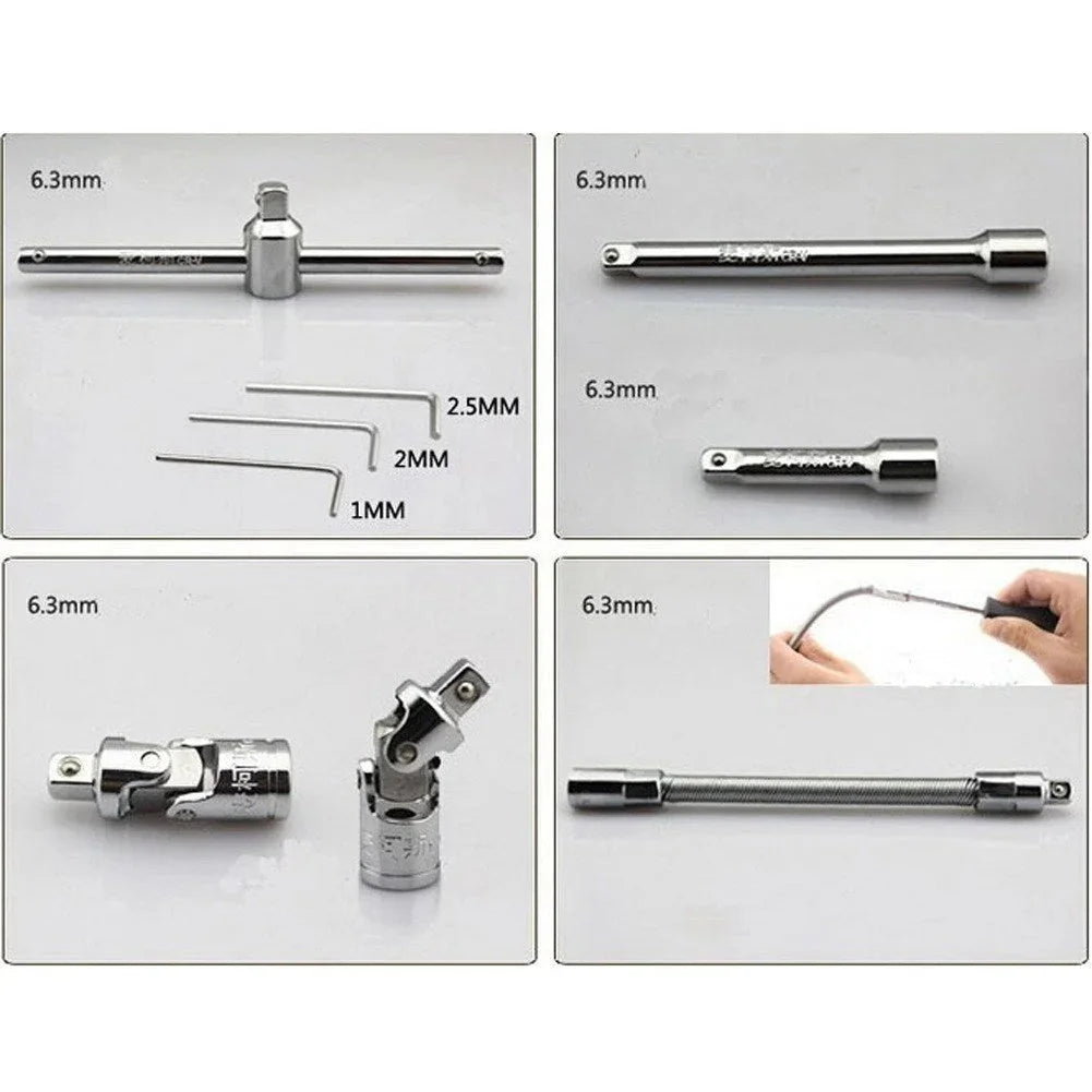 piece socket set | chrome vanadium steel sockets | 14 and 38 inch drive | energy saving