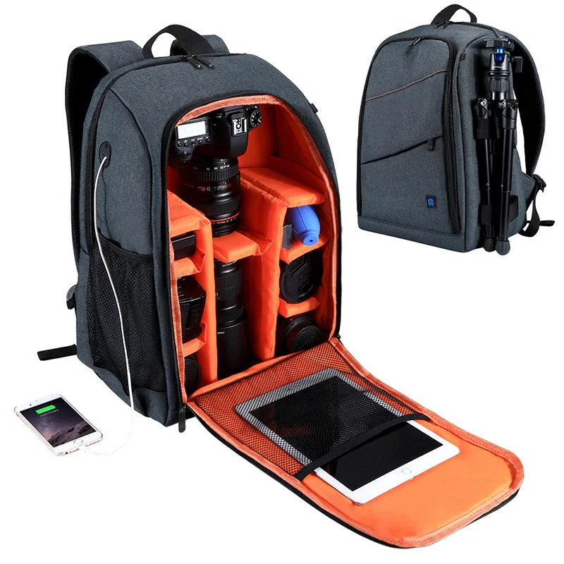 waterproof camera backpack | dslr camera bag with padding | durable nylon construction | energy saving