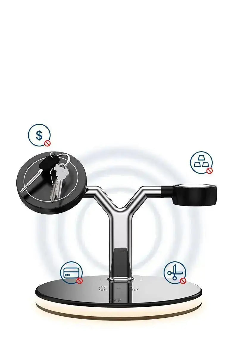 Nova 3-in-1 fast wireless charging station - journey. A sleek MagSafe charger delivering 15W power for your Apple devices with elegant home decor style.