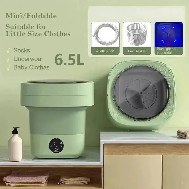 mini foldable washer dryer | compact laundry machine for socks | space-saving washing gadget | IP68 waterproof